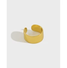 1Pc WIDE BAND 18K Gold 925 Sterling Silver Ear Cuff Wrap Clip On Earring F35 