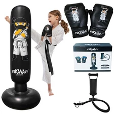 Kids Punching Bag Combo Kit Boxing Gloves Pump Repair Kit Ninja MMA KARATE JUDO
