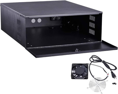 White Heavy Duty 16 Gauge Steel DVR Security Lockbox with Fan (BK 15'' X