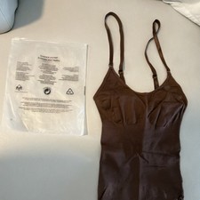 Women  s Brown Firm Shapewear Bodysuit One Piece Wireless Adjustable Straps S