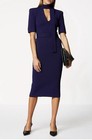 Scanlan Theodore Crepe Knit Dress Houndstooth Check Black And Purple Plaid XS
