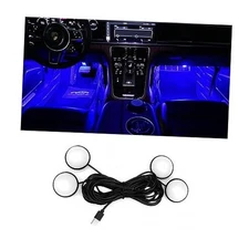  Car Interior LED Lights, Automotive Ambient Neon Light Kit with USB Port, Blue