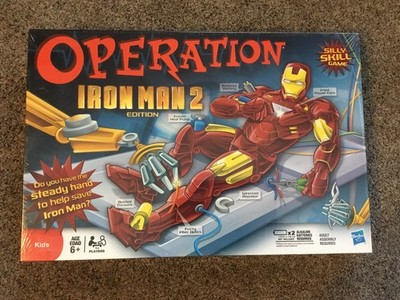 Iron Man 2 Operation Board Game 2010 Silly Skill Hasbro 2010 - Complete & Works!