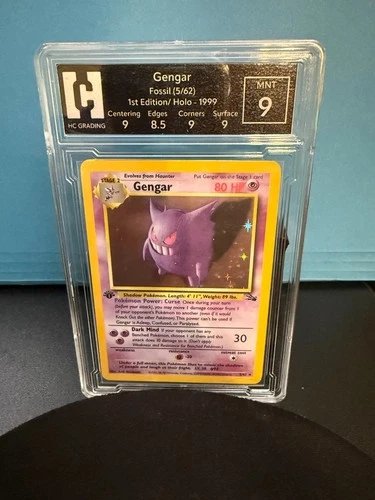 1999 Pokemon Fossil 1st Edition #5 Gengar HOLO RARE HCG MINT  9 Grade❣︎