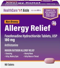 Fexofenadine Hydrochlorid 180mg 90 Tablets X3 BOXES Exp.8.2026 BNIB Non-Drowsy