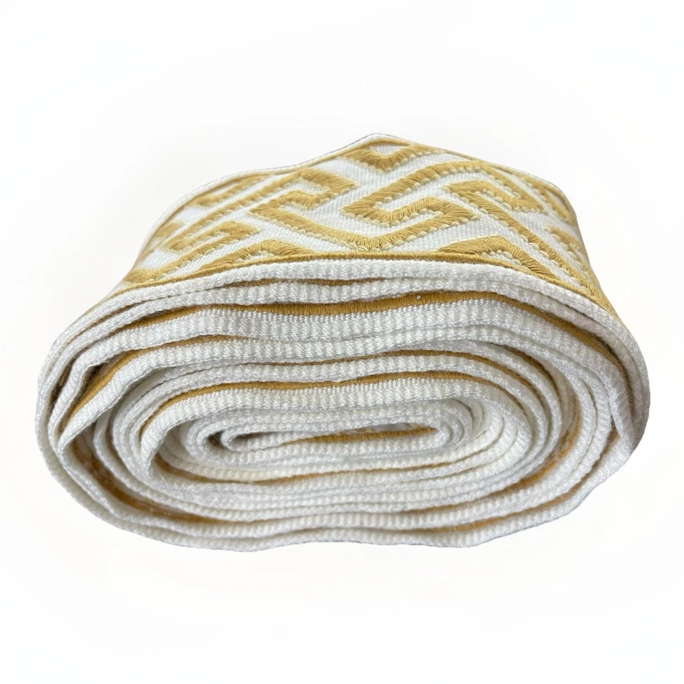 Brunschwig & Fils Designer Trim Gold Greek Key 2.37”W x 5yd 8” Border Fabric - Image 3 of 4