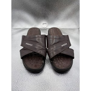 Faconnable Men\'s Brown Leather Criss-Cross Slingback Sandals Size US 10 Mens Criss Cross Sandals | eBay main image 3