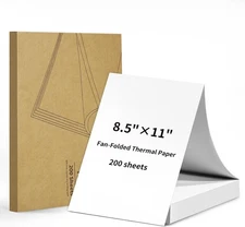 Thermal Printer Paper 8.5 x 11 Inch US Letter Size, Quick-Dry Fan-fold 