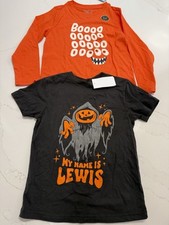 2x BoysHalloween Theme Shirts Pumpkin Ghost / Boo Size XS 4/5