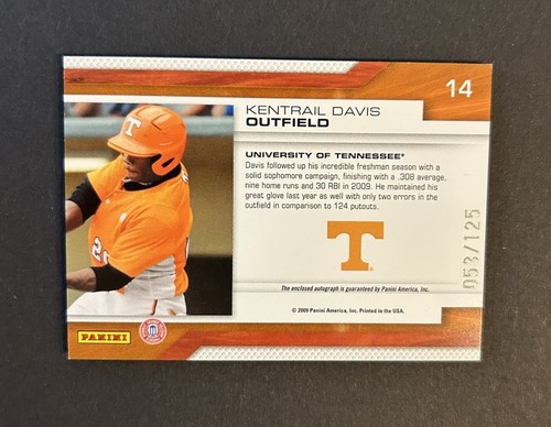 2009 Elite Extra Edition Collegiate Patches #14 Auto Kentrail Davis /125 - Picture 3 of 3