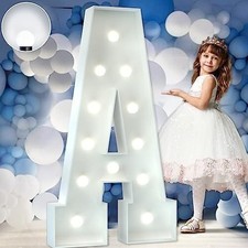 4FT Marquee Light Up Letters, Cool White Light Up Letters A Birthday Wedding Dec