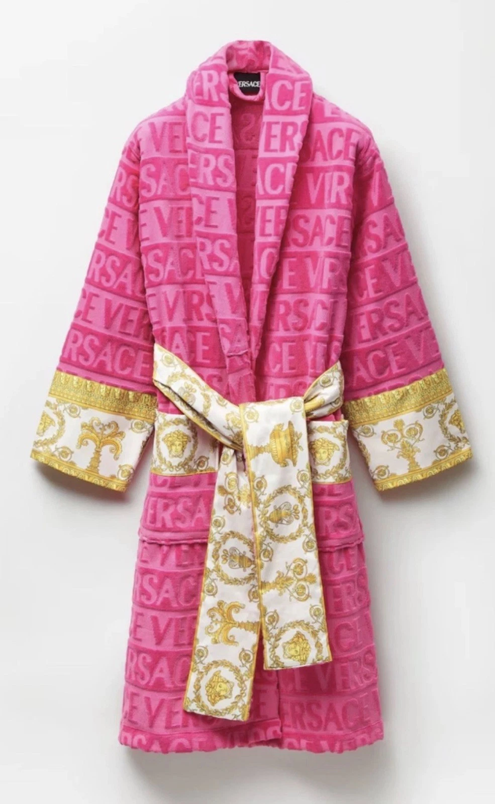 Versace — Authentic NWT Versace Pink Gold Barocco Bathrobe Size M with Original Box.