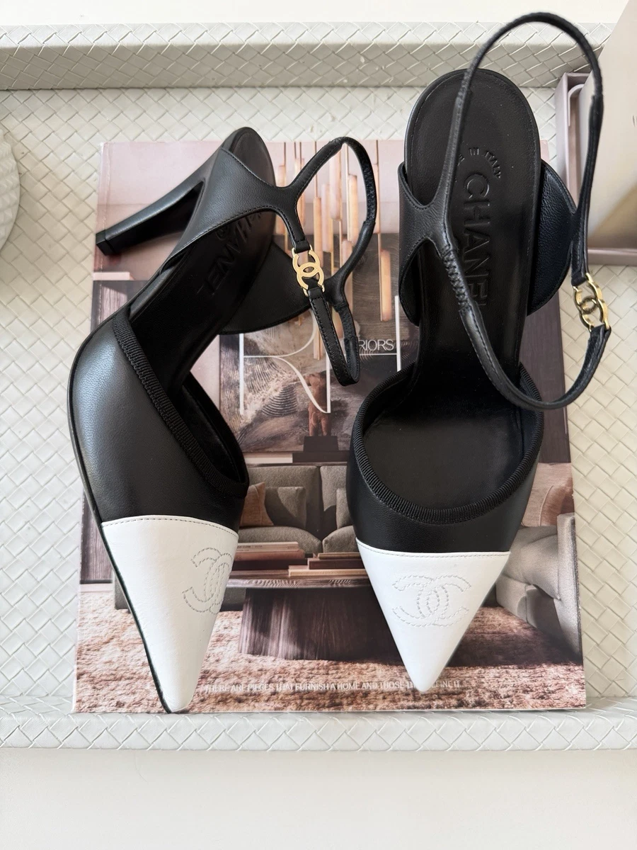 CHANEL Leather Upper High (3-3.9 in) Heel Height Sandals for Women