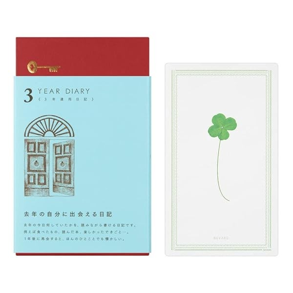 Midori Diary Journal Notebook 3 Years in a Row Door Light Blue Cover Red Cas