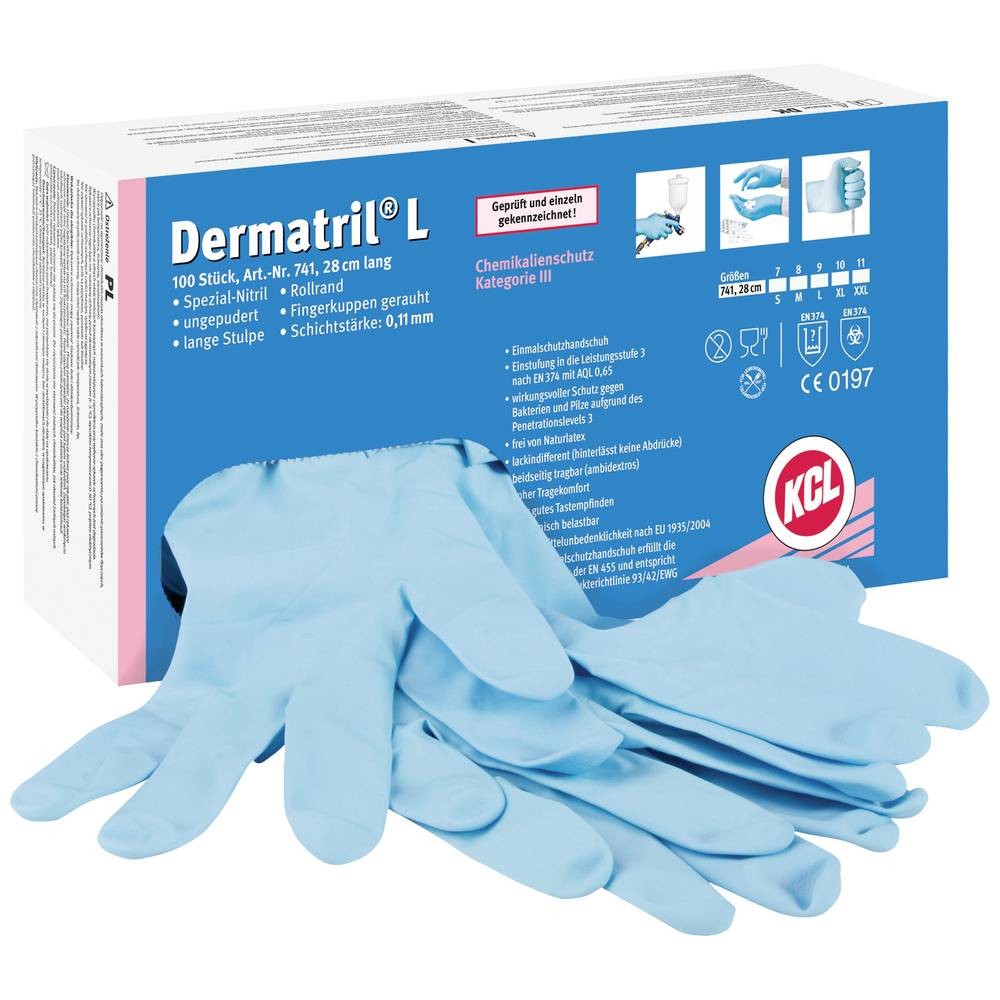 Gants jetables KCL Dermatril L 741 parfaits pour le bricolage et entretien ménager
