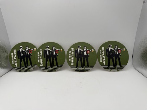 Lot of 4 Happy Street Bru Werks Beer Coasters Brewery Coasters Pulp Fiction