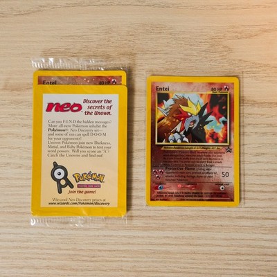 Mega Lucario Ex SEALED Entei 34 Black Star Promo Reverse Holo Pokemon Card   Near Mint Condition Entei Holo