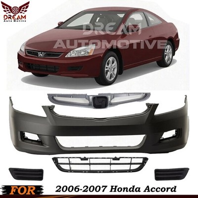 Front Bumper Cover Fascia & Grille Assembly Kit For 2006-2007 Honda Accord