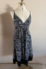 Vintage Express Floral Summer Dress Black and White Whimsigoth Women’s M