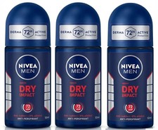 Nivea Men 72H Dry Impact Anti-Perspirant Roll On Antiperspirant 1/3/6 Pack