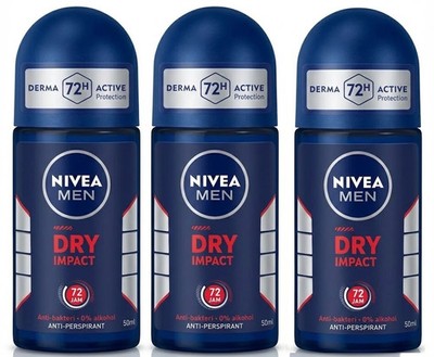 Nivea Men 72H Dry Impact Anti-Perspirant Roll On Antiperspirant 1/3/6 Pack