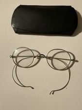Vintage Wire Rim Children  s Eyeglasses Unbranded Silver Toned With Case