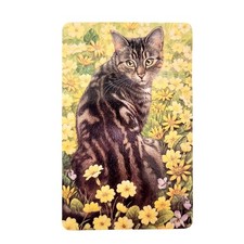 Vintage 90s Lesley Ivory Cats Card Bookmark- Octopussy Flowers 1990 Antioch W211