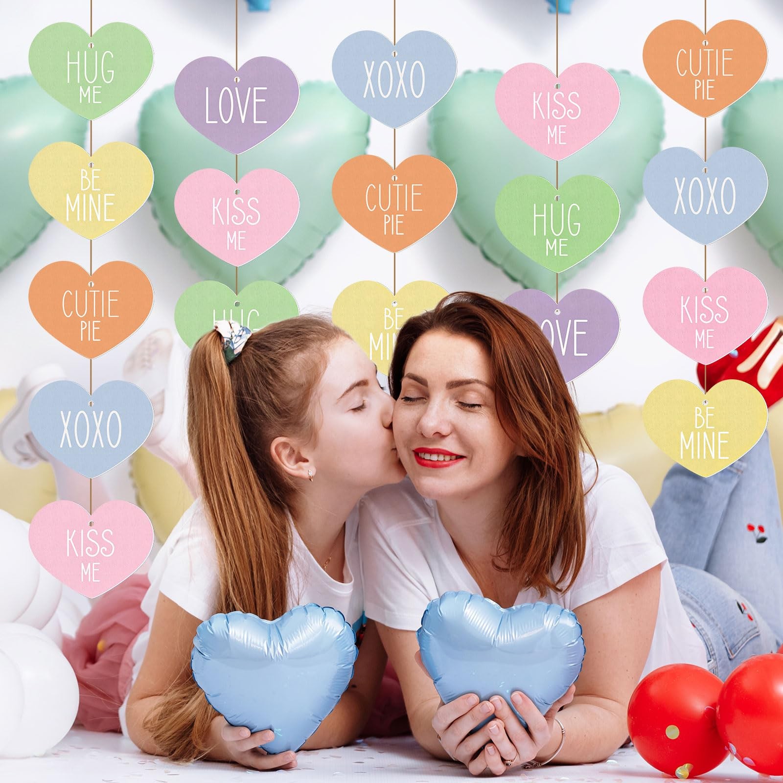 36Pcs Valentine's Day Wooden Hanging Ornaments Candy Conversation Heart Woode... thumbnail 5