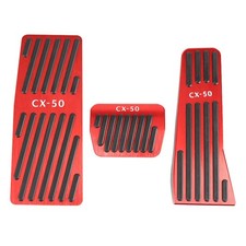 3PCS Anti-Slip Aluminum Brake Gas Dead Pedal Pads,Auto No Drilling RED