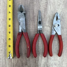 Snap on Plier Lot , 96bcp 7” Needle Nose, 46AP Slip Joint, 388bcp High Leverage