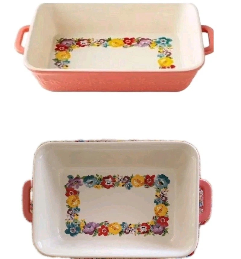 Pioneer Woman Sweet Romance Blossoms Pattern 7" x 10" Rectangular Ceramic Baker