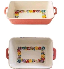 Pioneer Woman Sweet Romance Blossoms Pattern 7" x 10" Rectangular Ceramic Baker