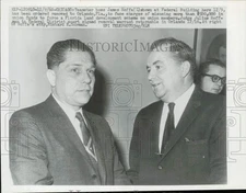 1960 Press Photo James Hoffa talks to an official at Chicago Federal Building