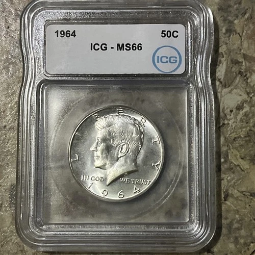 1964 Icg Ms 66 Graded Kennedy Half Dollar