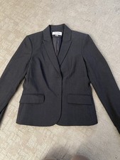 CALVIN KLEIN Women's Dark Gray Long Sleeve Button Down Blazer Size 8 Petite