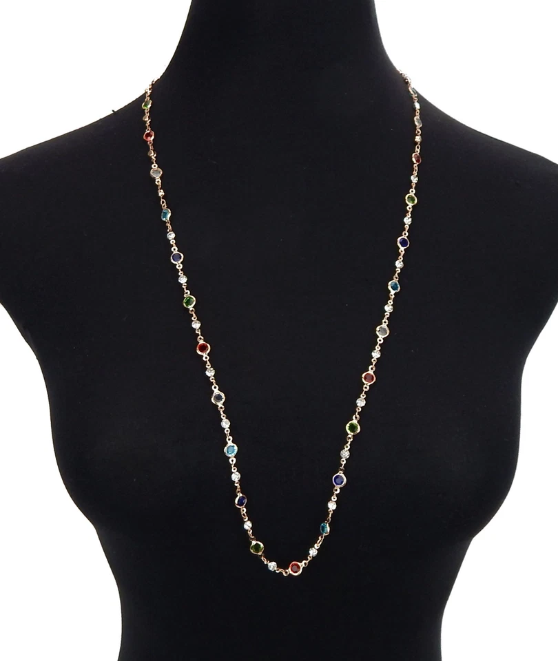 Ella Jonte Halskette gold mit bunten Steinen Kette zum kurz oder lang tragen - Bild 3 von 3