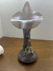 Signed Fenton Jack In The Pulpit USA Orchid Vase Hand Painted Vintage Rare Label