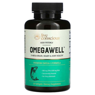 #ad Live Conscious OmegaWell High Potency 60 Softgels $18.00