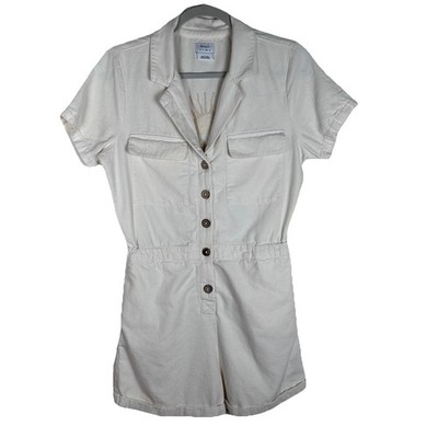 Conscious Rancher cotton romper RVCA Sz SP 8 button front pockets embroidered
