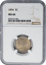 1894 Liberty Nickel 5c MS66 NGC 950766-2