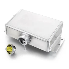Silver Radiator Coolant Overflow Water Tank Expansion Reservoir Bottle Aluminum