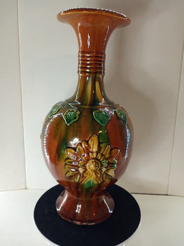 Antique Tang Dynasty Three Glaze Very Rare Vase Vivid Gorgeous Glazed Colors
