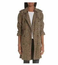 R13 Leopard Raglan Trench Coat Women's Size Xs Extra Small