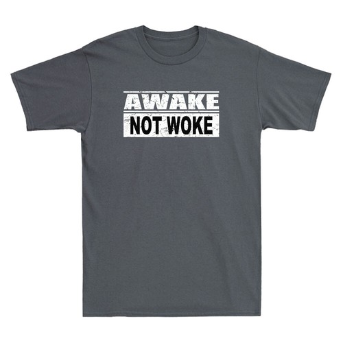Free Speech Awake Not Woke Funny Political Censorship Quote Saying Men's T-Shirt - Picture 6 of 8