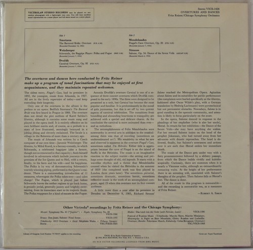 AUDIOPHILE CLASSIC RECORDS - RCA VICTROLA Overtures & Dances FREINER 180g SEALED - Picture 2 of 2
