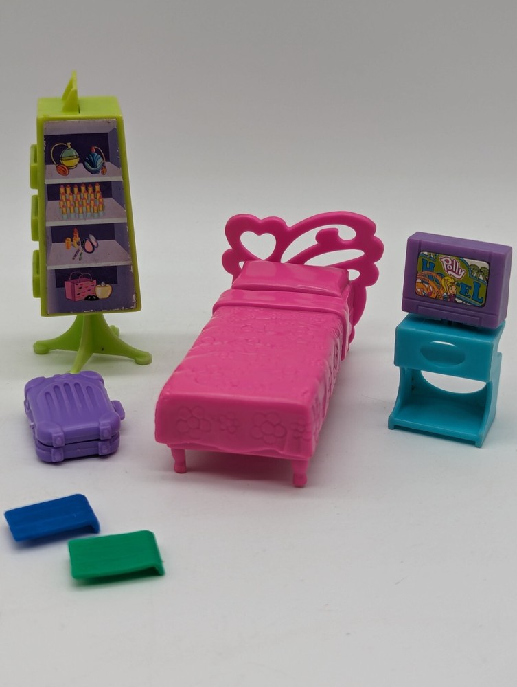Polly Pocket Vintage Lot TV W/Stand Bed Sunglasses Rack Replacement Parts