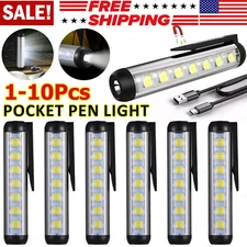 Magnetic Penlight Pocket Work Lights Rechargeable LED Flashlight Waterproof Lot