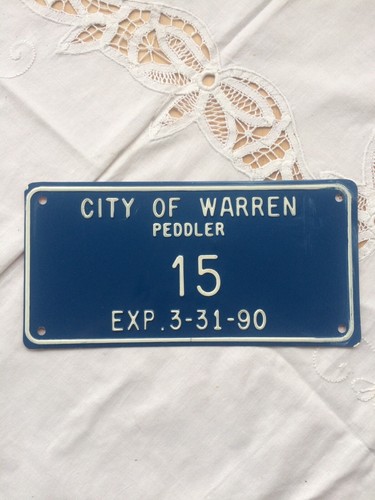 PEDDLER LICENSE PLATE WARREN MICH #15. | eBay