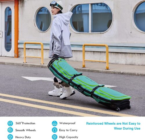 Padded Snowboard Bag with Wheels Adjustable Length 63 75In Padded Bag for Air Tr - Picture 2 of 6
