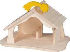 KRIPPE / BAUERNHOF Holztiger Weihnachtskrippe Stall Puppenhaus fertig montiert